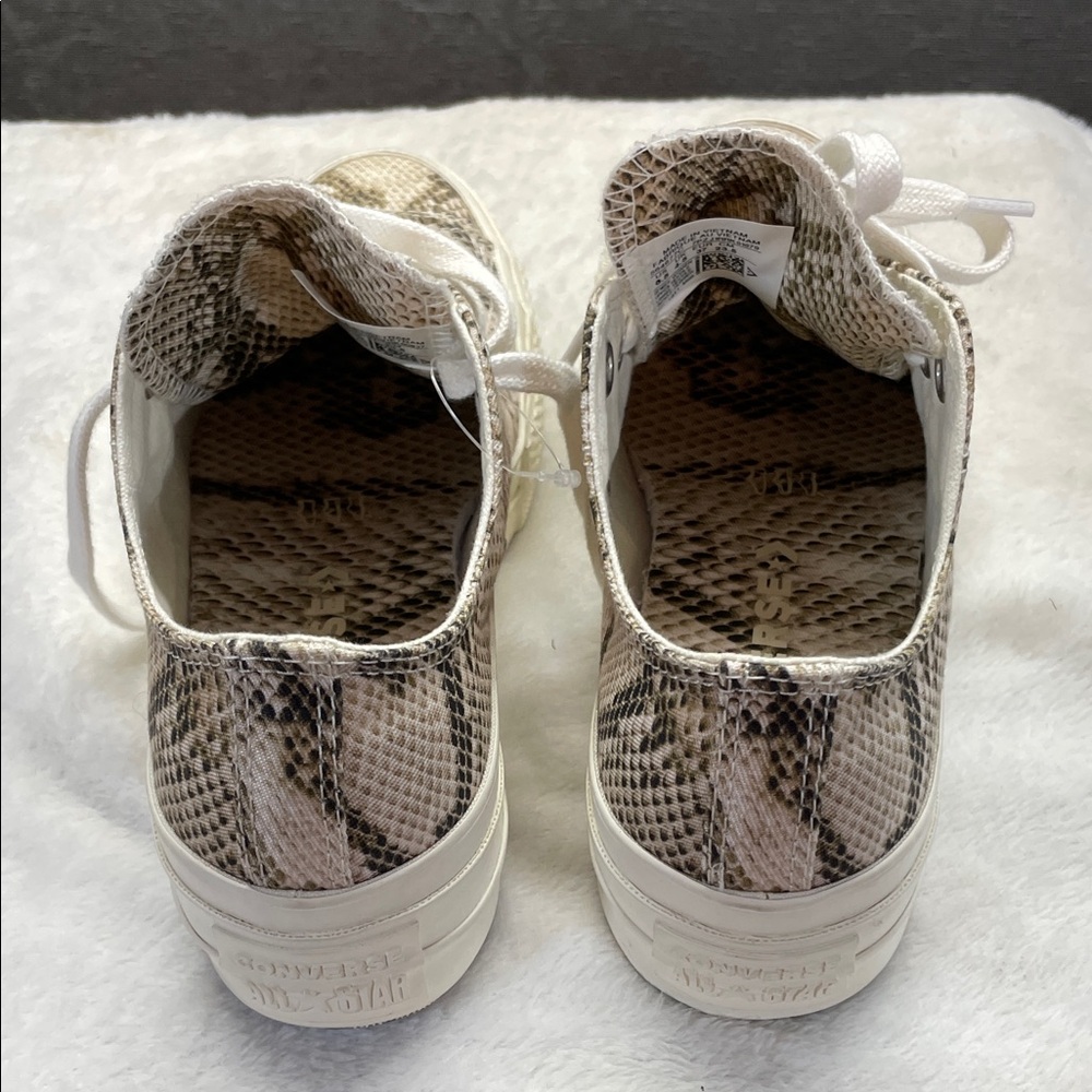 Converse Low Top Sneakers in Beige Snake Print with White Soles - Picture 6 of 10